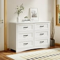 thumbnail image 5 of 6 Drawer Dressers for Bedroom, Chest of Drawers with Deep Drawers, Large Double Dresser for Closet with Wide Top, Horizontal Wooden Dresser for Living Room, Hallway, Bedroom - White, 5 of 9