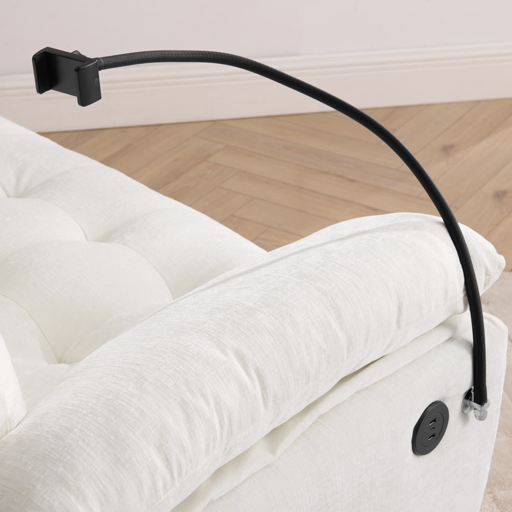 Recliner Loveseat with Adjustable Backrest, Cup Holders, USB Charging Port, Phone Stand and Storage Ottoman