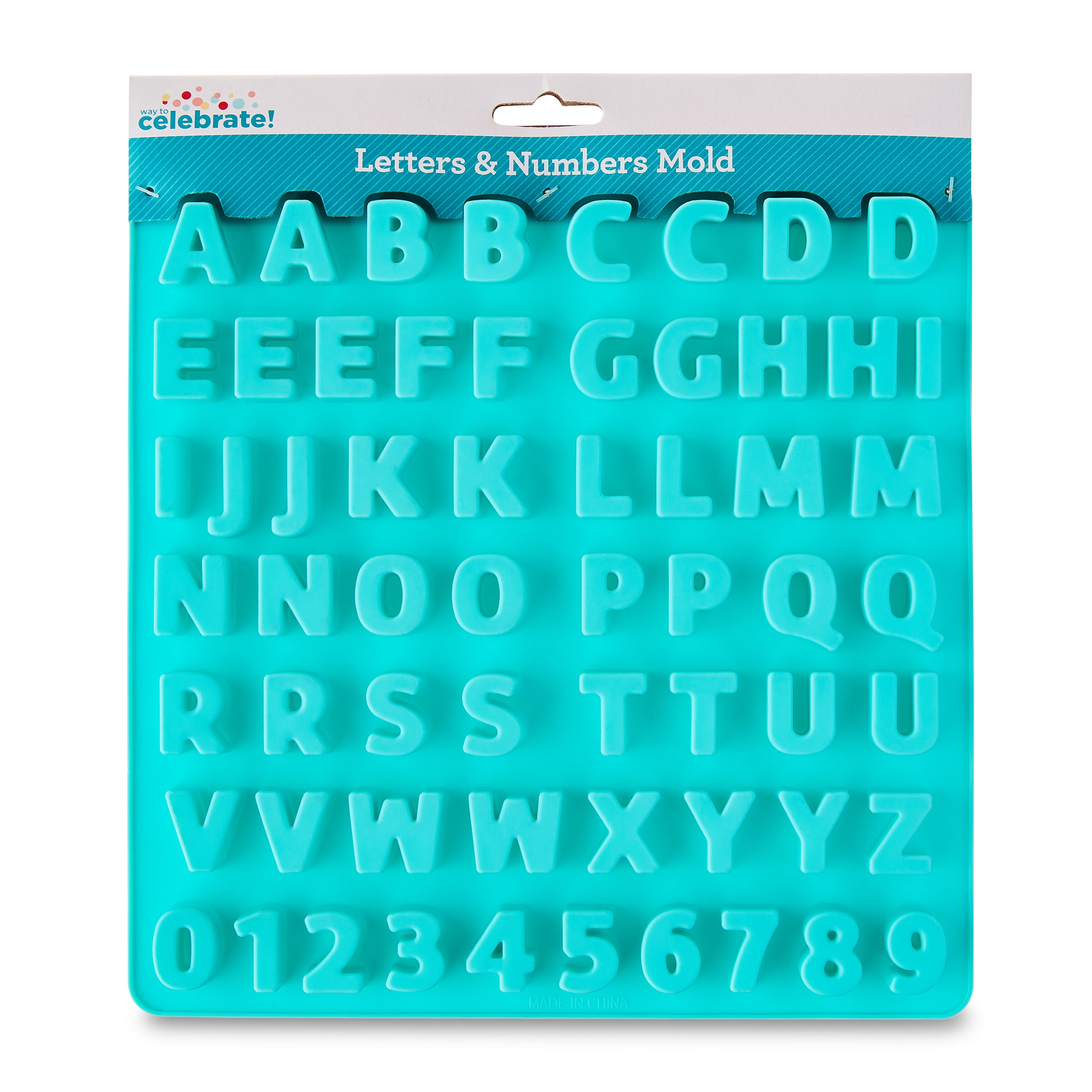 Way To Celebrate 58-Cavity Letters and Numbers Silicone Mold, 9x9