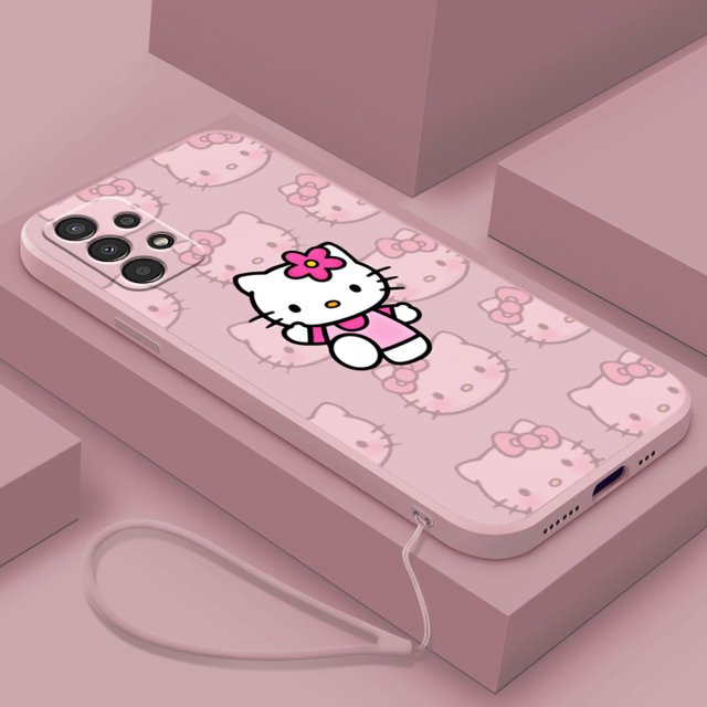 Hello Kitty Art Phone Case For Samsung Note 8 9 10 20 Plus Lite Ultra A32 A52 A52S A72 A02 A22 Lite Liquid Rope Funda Cover Capa Gift Festivals