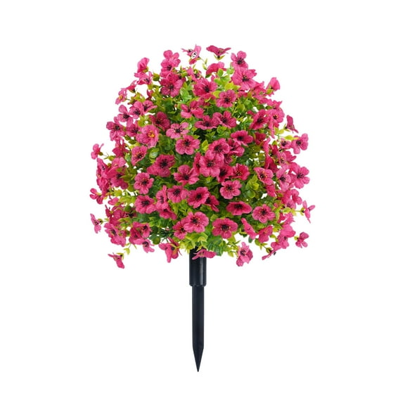 Twfbrm Artificial Flowers with Ground Spikes for Outdoor , UV Resistant Faux Greenery Shrubs, Realistic Artificial Plant Bushes for Spring Outdoor Porch Garden, Yard, Front Porch, Patio Decor