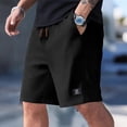 thumbnail image 5 of Nestiefly Men's Casual Shorts Waffle Elastic Waist Drawstring Workout Running Jogging Beach Sweat Shorts with Pockets Black 3XL, 5 of 5