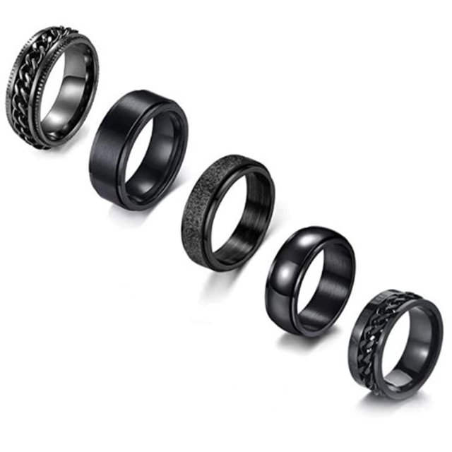 De Anillos De Acero Inoxidable Para Hombres, Anillos Giratorios Retro, Anillos Giratorios De Cadena, Anillos De Descompresión Para Hombres 5 Uds Sweethay AP007562-05