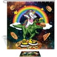 thumbnail image 2 of Cute Kids Shower Curtain set  with Memory Foam Bath Mat, Non-Slip Bathroom Rugs and Toilet Lid Cover,Cool Unicorn Funny Cartoon Rainbow Curtain for Boys Girls Restroom Decor Accessories with Hooks, 2 of 7