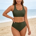 thumbnail image 2 of Swimsuit for Women Two Piece Bathing Suits Two Piece Solid Color Back Tankini Swimsuit Bikini Bathing With Adjustable Ties, 2 of 6