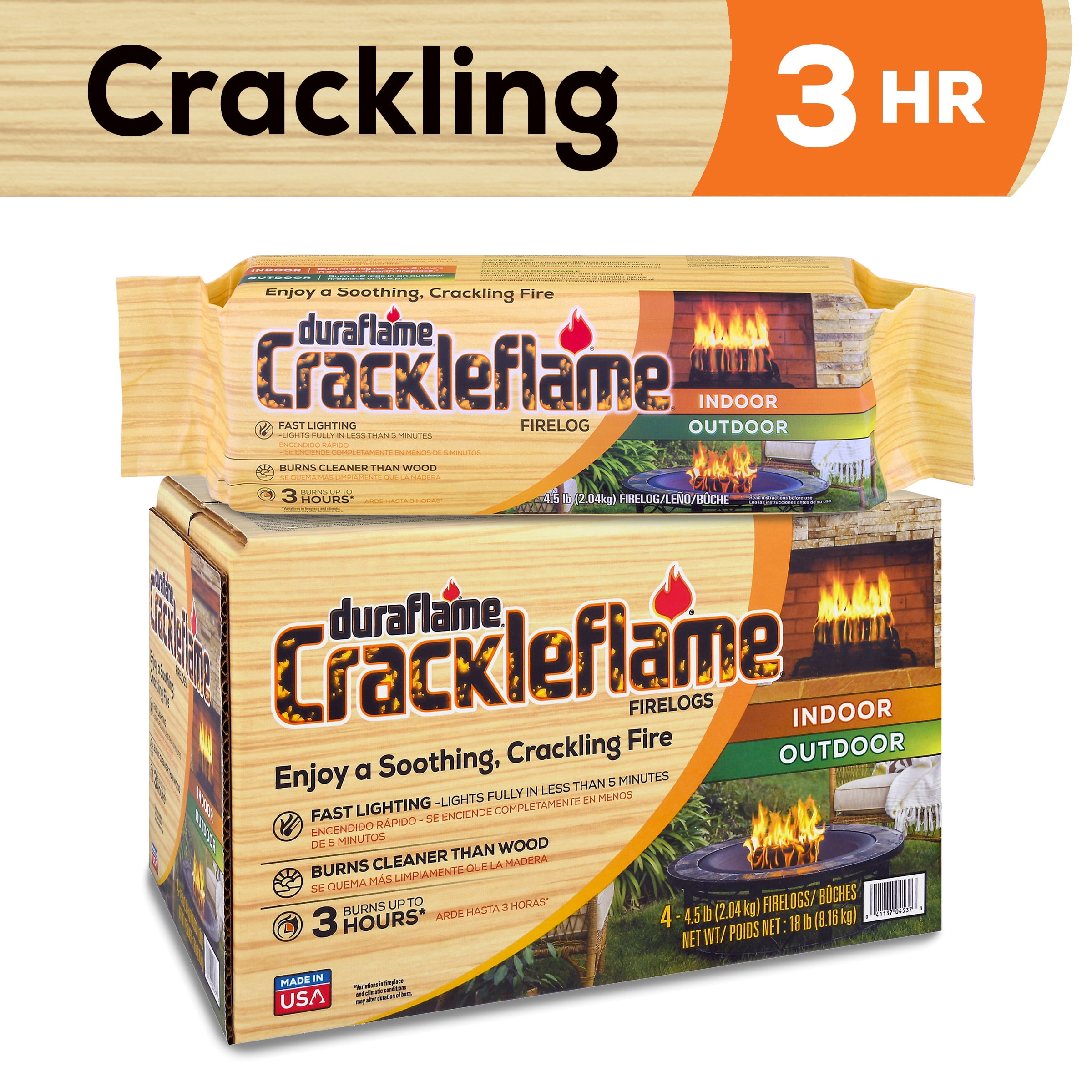 Duraflame Crackleflame Indoor/Outdoor 4.5lb Firelogs, Single