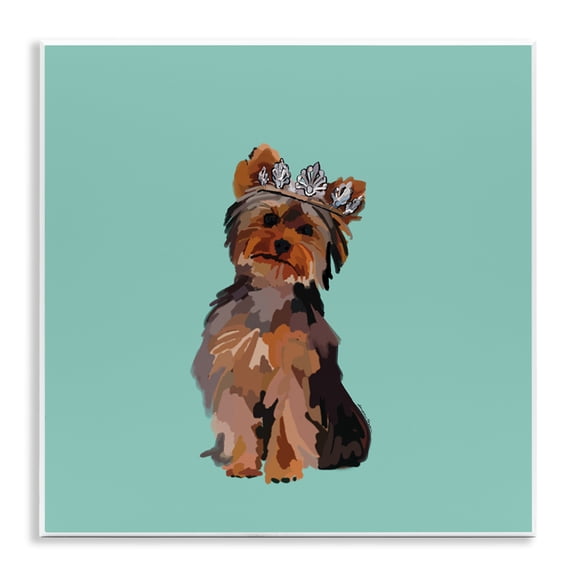 Stupell Industries Terrier with Crown Animals Painting Unframed Art Print Wall Art, 12 x 12
