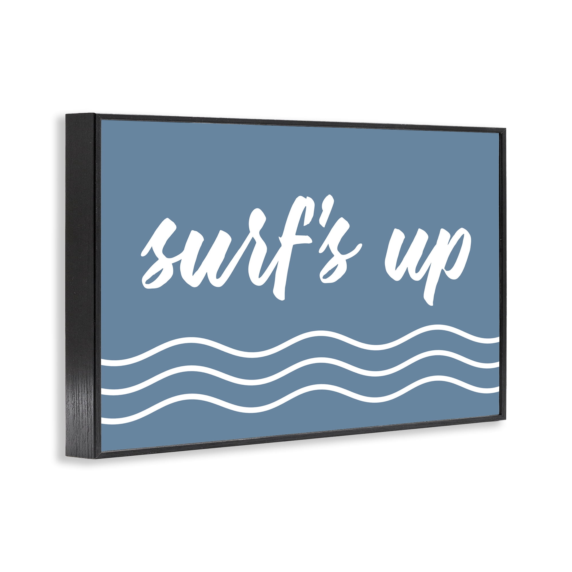 Stupell Industries Blue Surf's Up Typography Painting Black Framed Art Print Wall Art, 18 x 12