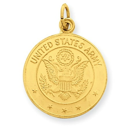 14k Yellow Gold Engravable U.S. Army Insignia Disc Pendant