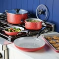 thumbnail image 4 of Farberware Disney Bon Voyage 7 Pcs Ceramic Nonstick Cookware Set with Cookie Pan / Baking Sheet Pan, Dishwasher Safe, Red, 4 of 17