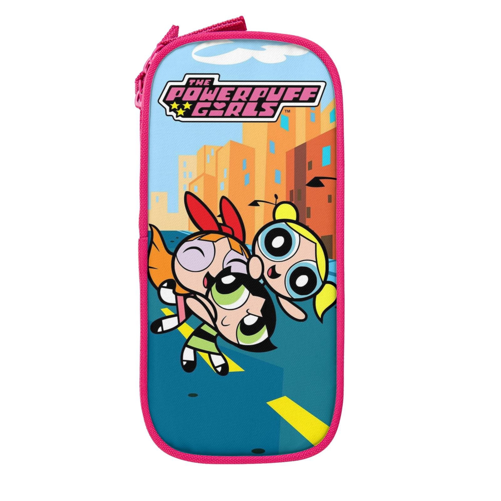 The Powerpuff Gi-rls Pencil Case Large Capacity Pencil Pouch Penbag Office Stationery Organizer Travel Makeup Bag Pink