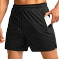 thumbnail image 3 of BiZtdJrK Prime By Hour, Men's Athletic Shorts Casual Drawstring Waist Sports Fitness Training Shorts 2025 Summer Solid Casual Quick Dry Beach Shorts with Zipper Pockets Black S, 3 of 5