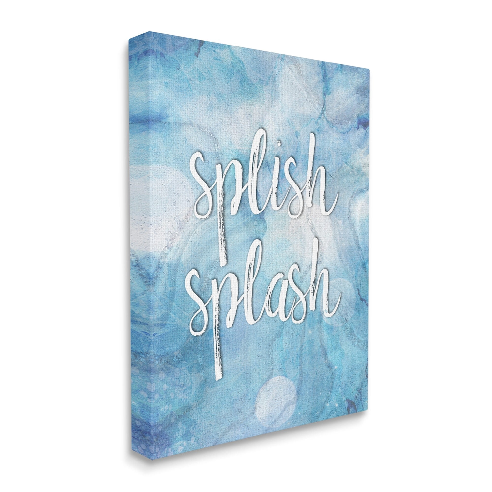 Stupell Industries Splish Splash Blue Bathroom Water Typography Painting Gallery Wrapped Canvas Print Wall Art