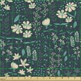 thumbnail image 2 of Ambesonne Floral Fabric by the Yard Upholstery, Botanical Floral Concept, 1 Yard, Petrol Blue Peach, 2 of 5