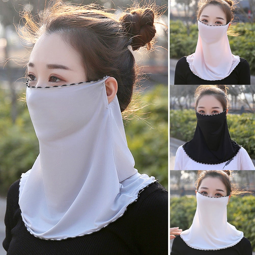 NUZYZ Women Floral Chiffon Anti Dust Sun Protection Face Cover Neck Gaiter Scarf