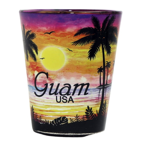 Guam US Pacific Territory Palm Sunset Shot Glass