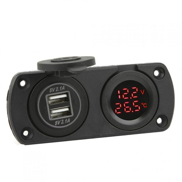 Cargador de coche USB, cargador de voltímetro de temperatura, cargador de voltímetro de coche, cargador de voltímetro de temperatura, diseño exquisito