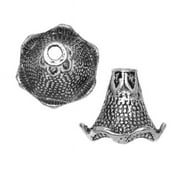 Lead-Free Pewter Bead Caps & Cones, Bumpy 17mm, 2 Pieces, Antiqued Silver
