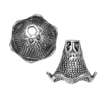 Lead-Free Pewter Bead Caps & Cones, Bumpy 17mm, 2 Pieces, Antiqued Silver