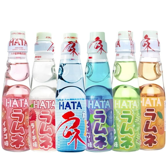 Fusion Select Ramune Japanese Soda - Classic Carbonated Japanese Drinks - Fizzy Ramune Soda Drink from Japan in Codd-Neck Bottles with Marble Stoppers - 6.76 oz, 6-Pack (6Bottle- Variety)
