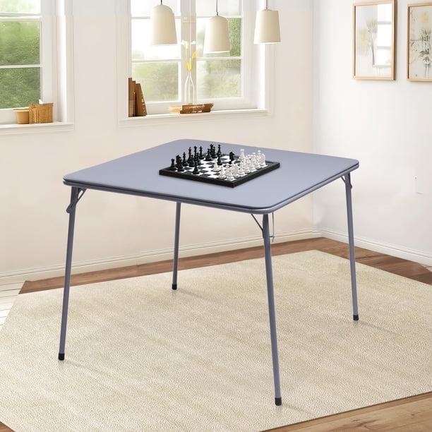 HOMYLIN Mesa de Cartas, Mesas Plegable para Juego de Mesa 34'' con Tablero Acolchado de PVC Negro, Multifuncional portátil para Juegos Ajedrez baraja de Cartas naipe, Gris