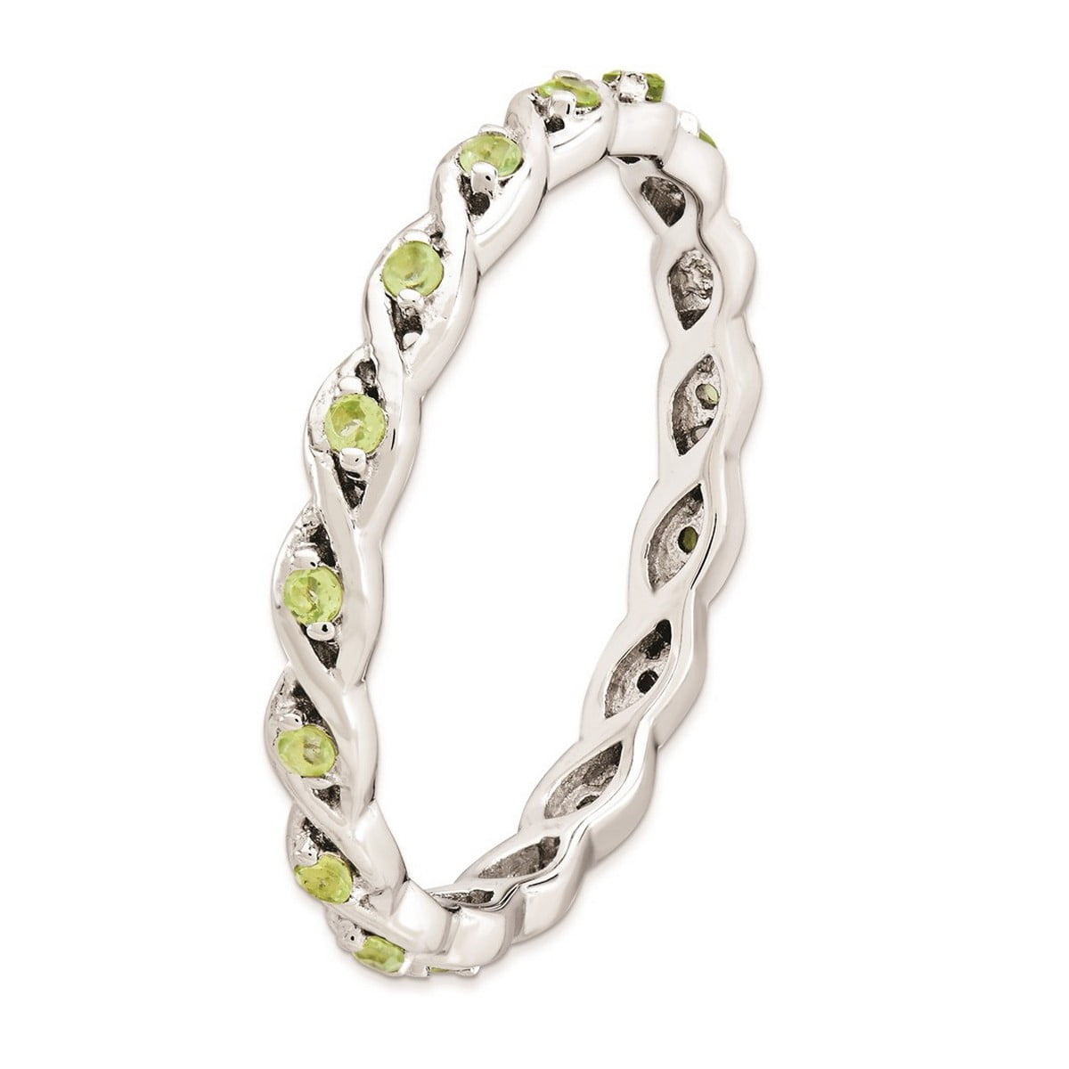 2.5mm 925 Sterling Silver Polished Prong set Stackable Peridot Ring Size 6 Stackable Ring for Women