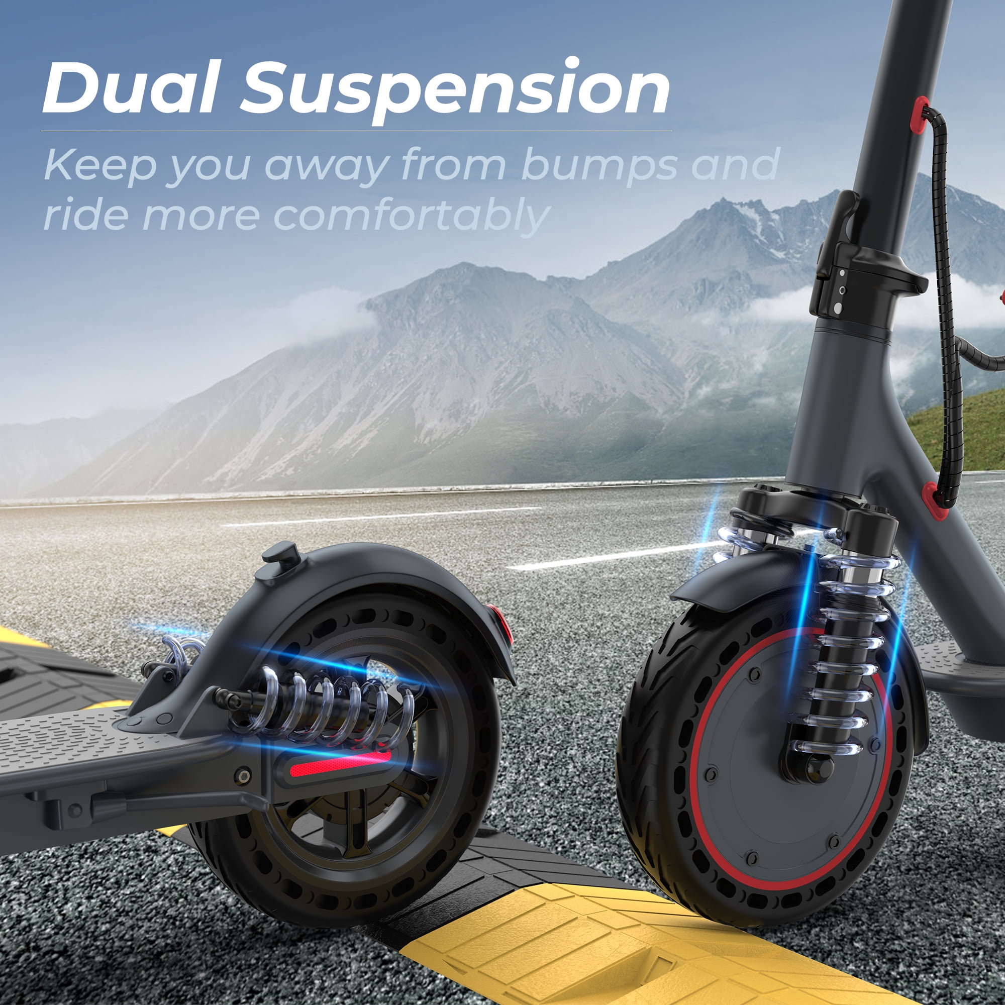 AOVOPRO TMAX 500W 10' Foldable Electric Scooter, 21 mph Top Speed with Dual Braking System and Shock Absorption UL2272
