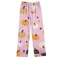 thumbnail image 5 of QIUOMBBP Women's Halloween Pajamas 2 Piece Sets Cute Pumpkin Print Long Sleeve Button Up Shirt and Wide Leg Pants Pjs Outfits Loungewear, Pink, XXXL, 5 of 6