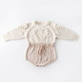 thumbnail image 2 of Franhais Baby Girls Autumn Winter Romper, Newborn Long Sleeve Knitted Patchwork Overalls Jumpsuit, 2 of 5