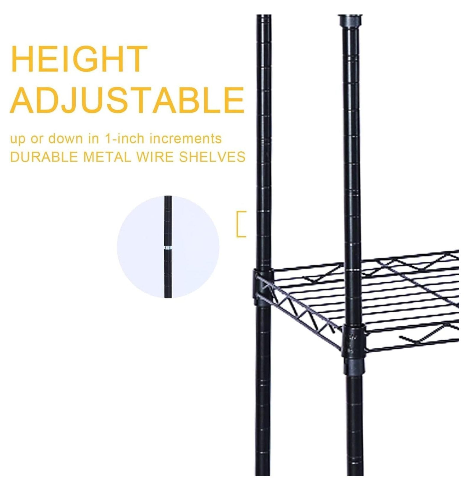 Wire Shelving Units 6 Tier, 30'' Wide - Adjustable Heavy Duty Metal Shelves on Wheels, Black