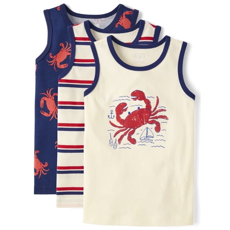 The Children's Place Baby & Toddler Boys Sleeveless Tank Top, 3-Pack, Sizes 6M-5T