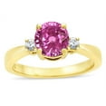 thumbnail image 2 of Star K � 3 Three Stone Round Created Pink Sapphire Classic Engagement Promise Ring, 2 of 9