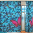 thumbnail image 2 of FREEAMG Wild Blue Butterfly Sheer Window Curtain Panel Drape 55x84 Inch for Living Room Bedroom Kids Room 2 Piece, 2 of 4