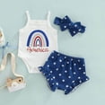 thumbnail image 2 of enyan Newborn Infant Baby Girl 2 Piece Summer Outfits Tank Romper Top + Ruffle Bloomer Shorts Set Clothes Blue,18-24 Months, 2 of 6