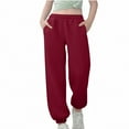 thumbnail image 2 of ATOGUTA Girls Comfortable Pants Active Joggers Soft Athletic Sweat Pants for Kids Youth with Pocket Size 3T-14, Red, 2 of 6