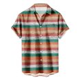 thumbnail image 1 of Camisas s Para Hombre Manga Corta Camisas hawaianas de manga corta a rayas de verano para hombre con botones de ajuste regular (Coffee, S), 1 of 4