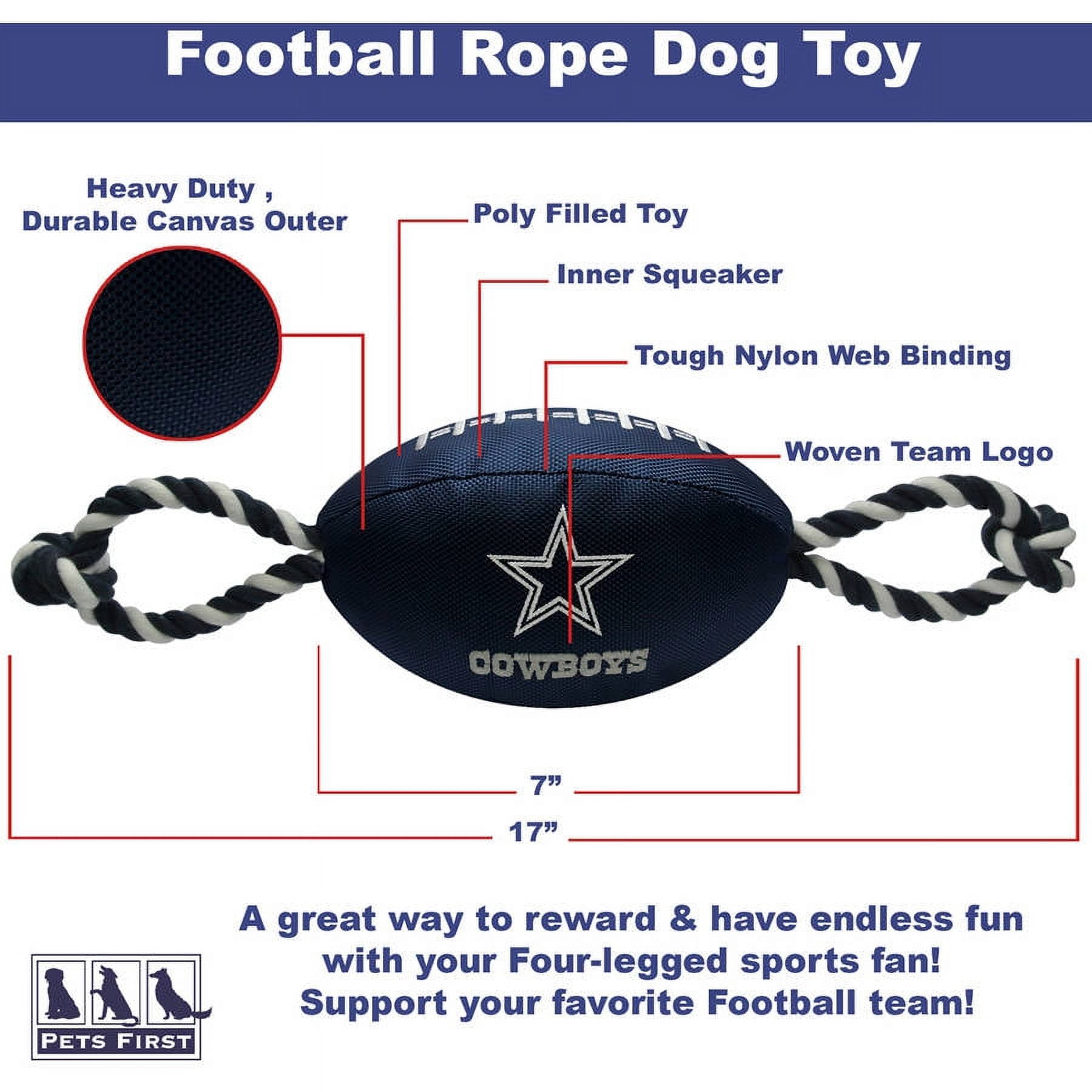 Pets First NFL Dallas Cowboys Strong, Durable, Chewable Pet Dog Football Toy with inner SQUEAKER & Side Ropes. Available in 32 NFL TEAMS. - Officialy Licensed