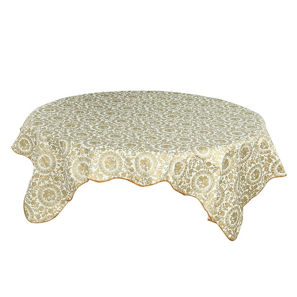 Fl Round Vinyl Tablecloth Waterproof Dinning Table Cover Golden 71 Dia Com Fl Round Vinyl Tablecloth, Large Round Vinyl Tablecloth