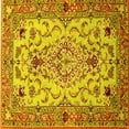 thumbnail image 1 of Ahgly Company Machine Washable Indoor Square Medallion Yellow Traditional Area Rugs, 8' Square, 1 of 4