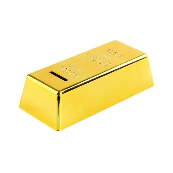 Alcancía en Forma de Lingote Happyware Barra de Oro Plástico 17x5x8cm