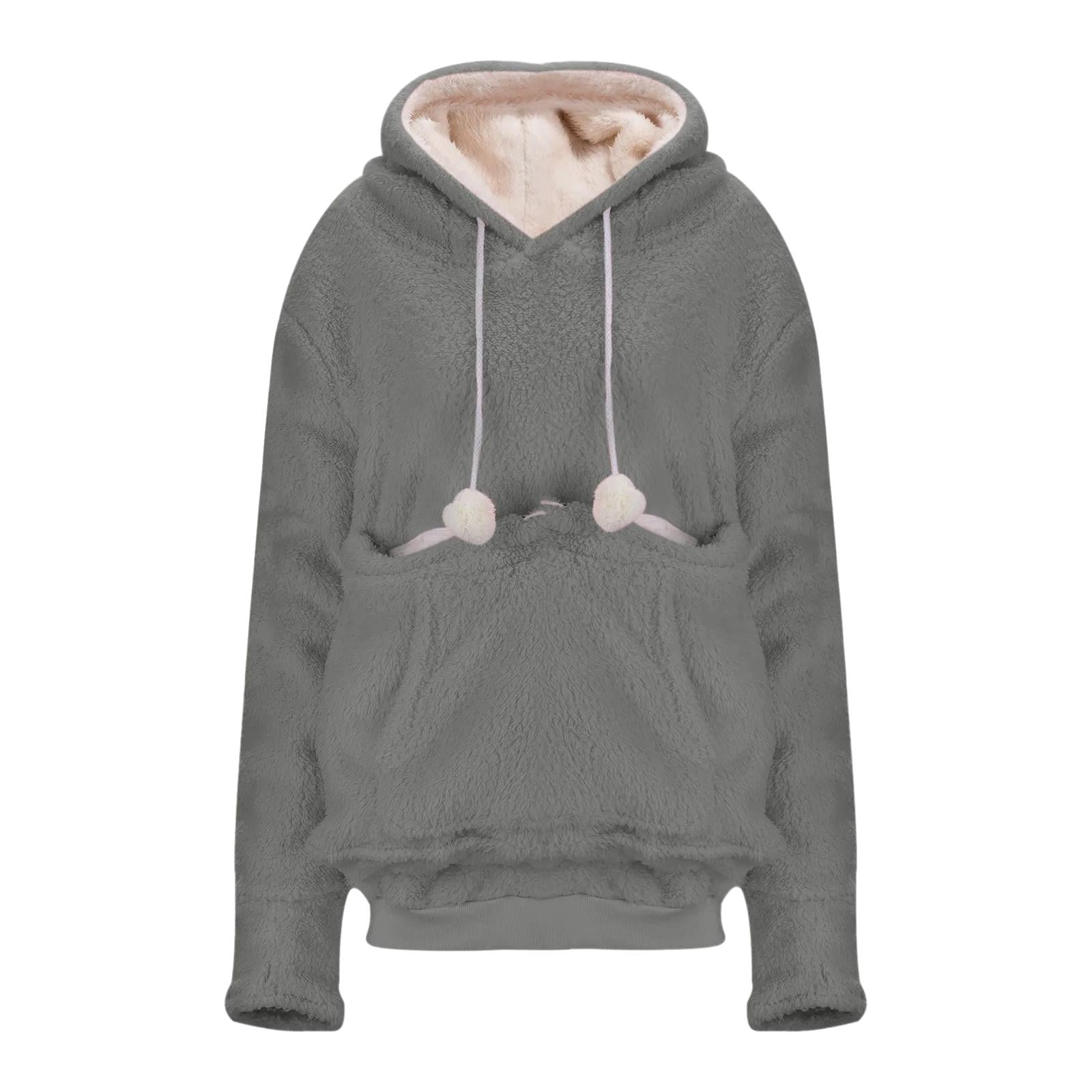 Sweats à Capuche Femme Avec Grande Poche, Haut Pour Chat Avec Poche Pour Chat Sweat Ample Poche Kangourou Grande Poche Femme Sweat Classique à Grande Poche Avec Zippé Pull Grande Hoodie