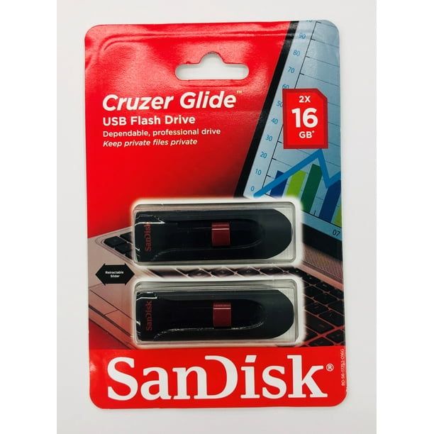 SanDisk 16GB Cruzer Glide USB 2.0 Flash Drive, 2 Pack