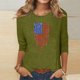 thumbnail image 2 of Blusas para Mujeres Casual 3/4 Manga Cuello Redondo Impreso Suelto, Mujer 3/4 Manga Tops Y Blusas para Diario, 2 of 5