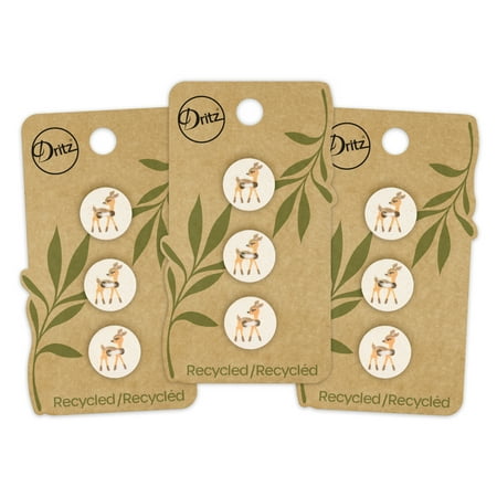 UPC: 0072879307559 | Dritz Recycled Cotton Deer Button 15mm Natural 3 Pack (9 Count)