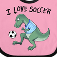 thumbnail image 4 of Inktastic I Love Soccer-Dinosaur in Blue Boys or Girls Baby Bib, 4 of 4