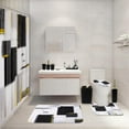 thumbnail image 2 of Black Bathroom Accessories Set with Shower Curtain, Rugs, Trash Can, Soap Dispenser and Dish, 2 of 7
