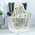 thumbnail image 4 of Nature is My Home Soft Flannel Fleece Throw Blanket, Typography Framed with Streaks and Motifs Tribal, Cozy Plush for Indoor and Outdoor Use, 70" x 90", Olive Green Pale Green, by Ambesonne, 4 of 5
