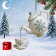 thumbnail image 3 of Colgante acrílico 2D de tetera y taza de té, diseño navideño de acebo, adorno colgante para chimenea, árbol, hogar, decoración festiva, regalo, 3 of 3