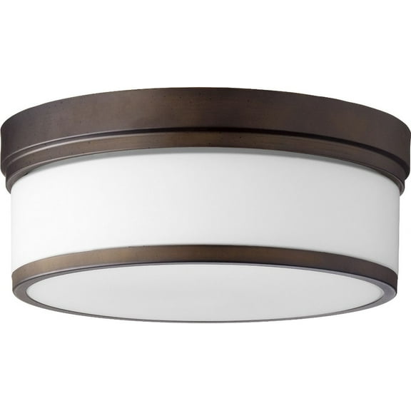 Quorum Lighting Celeste Glass Flush Mount - 3 Lights, Oiled Bronze, 14W x 5.5H, Damp Rated