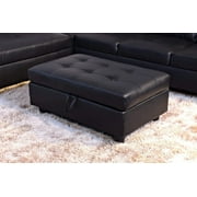 Ainehome Faux Leather Storage Ottoman Bench Rectangular Footrest with Foam Padded Seat, Black